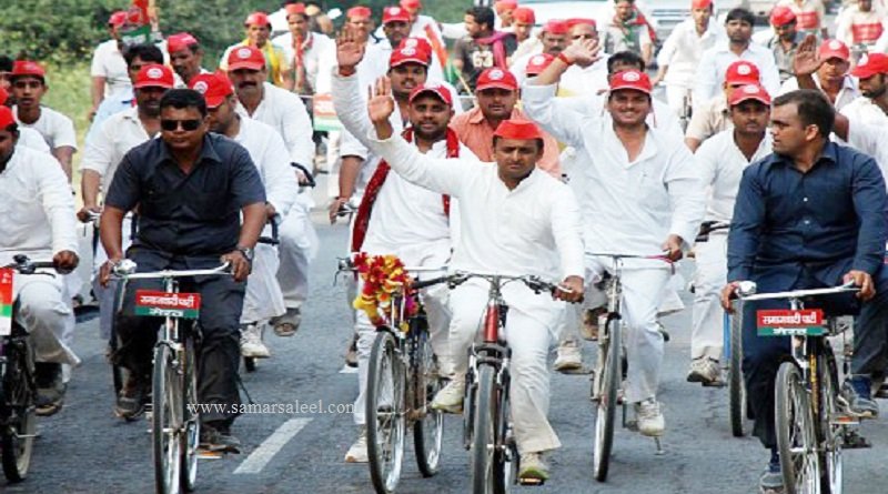 अखिलेश यादव की साइकिल MP में चली बिजावर से जीते राजेश शुक्ला